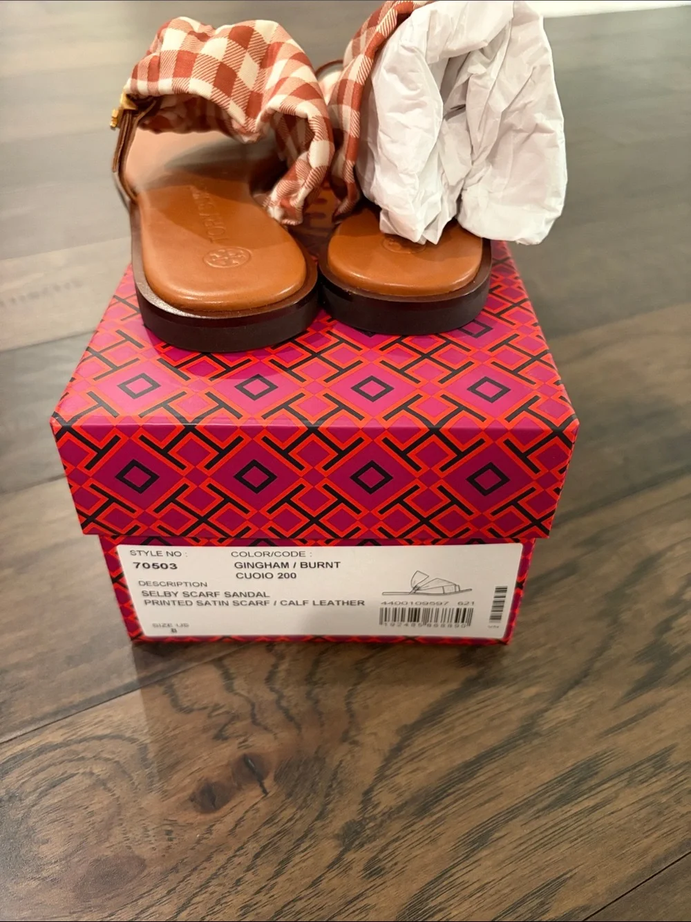 New in Box Tory Burch Selby Scarf Sandal Sz 8